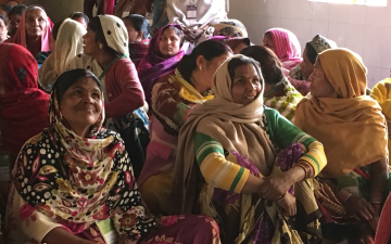 Illiterate people in India learning to read